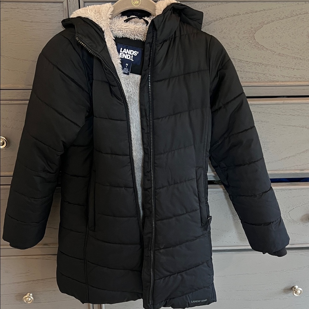 Kids Lands' End Black Puffer Coat